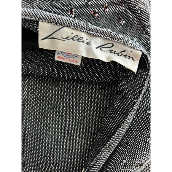 Lillie Rubin Vintage Silver Metallic Dress with Rhinestones size 4 - Picture 2 of 9